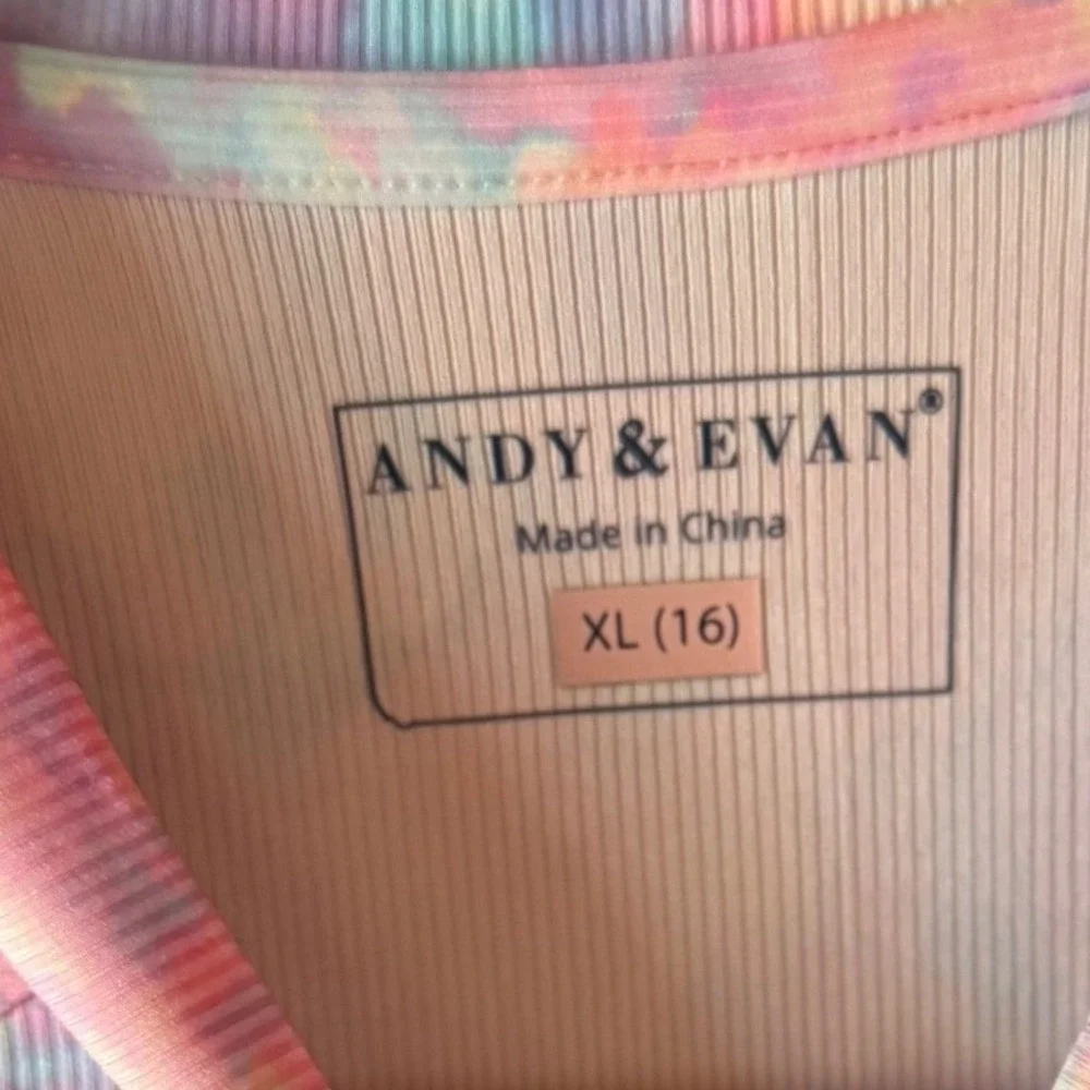 Andy & Evan Girls XL 16 Tie Dye Ribbed Long Sleeve Rash Guard Swim Top Pink Blue